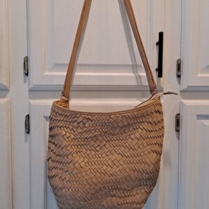 Day & Mood Tan Woven Pebbled Leather Shoulder/Backpack Greta Multi Hobo Bag